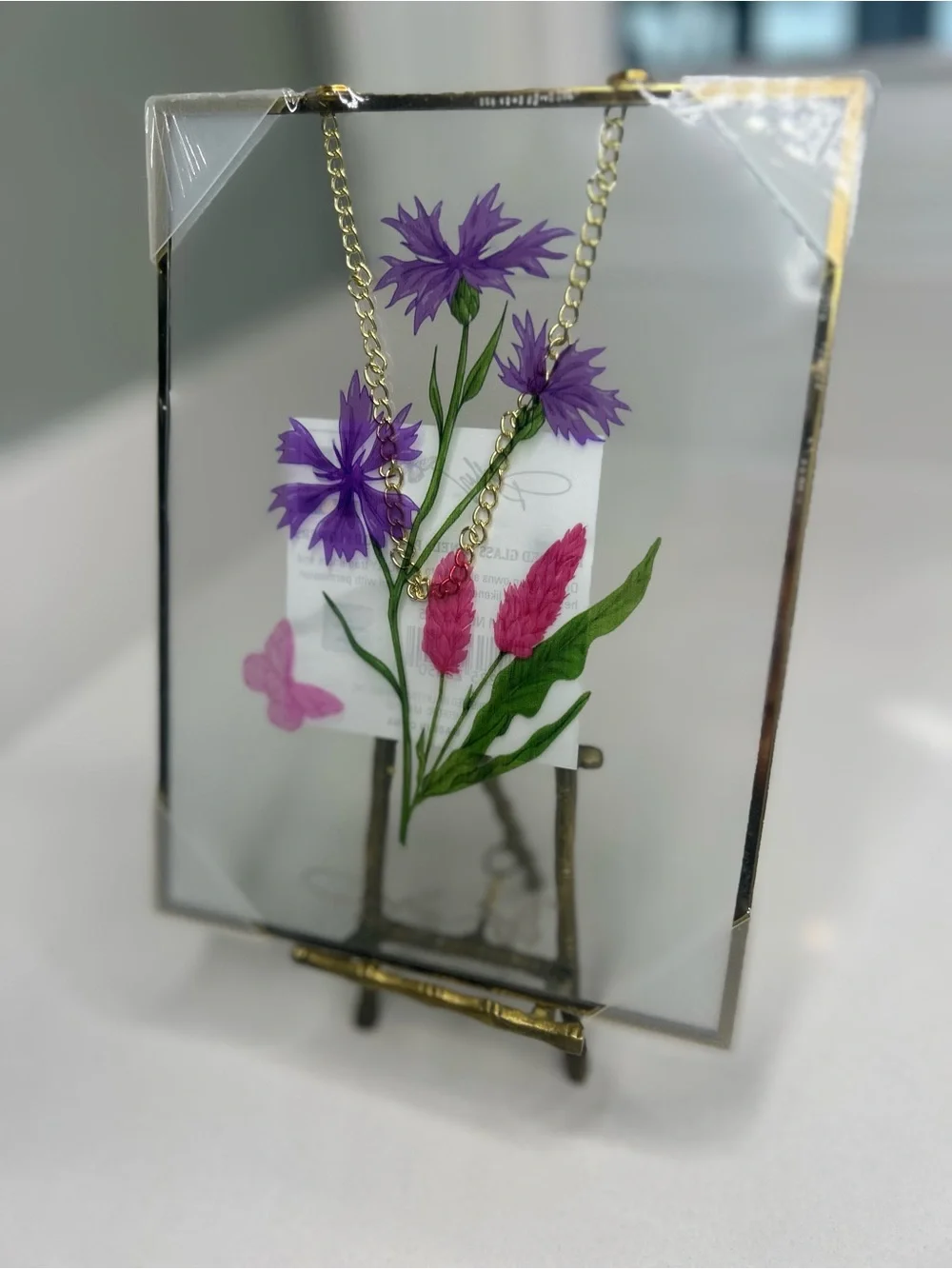 NWT sealed hanging Dolly Parton Wildflower Glass Frame - Purple & Pink
